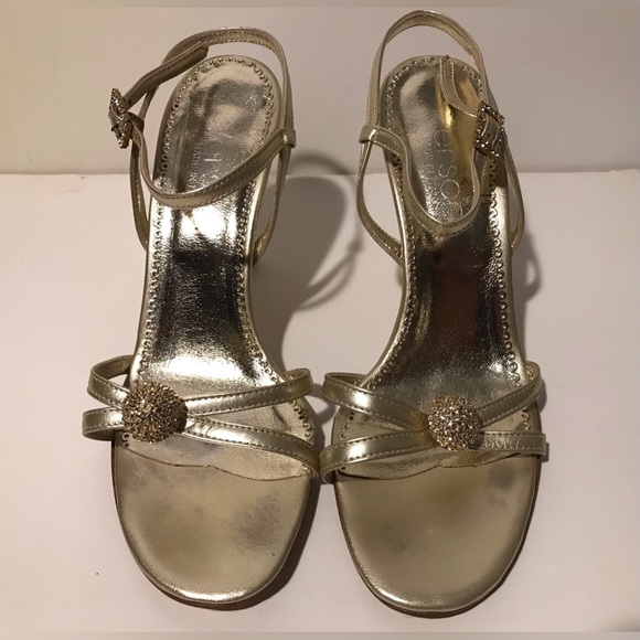 Vintage Womens Versani Italy Gold Shoes 7 lv gucci korrs Luxury Fashion Rl Prom - Picture 3 of 13